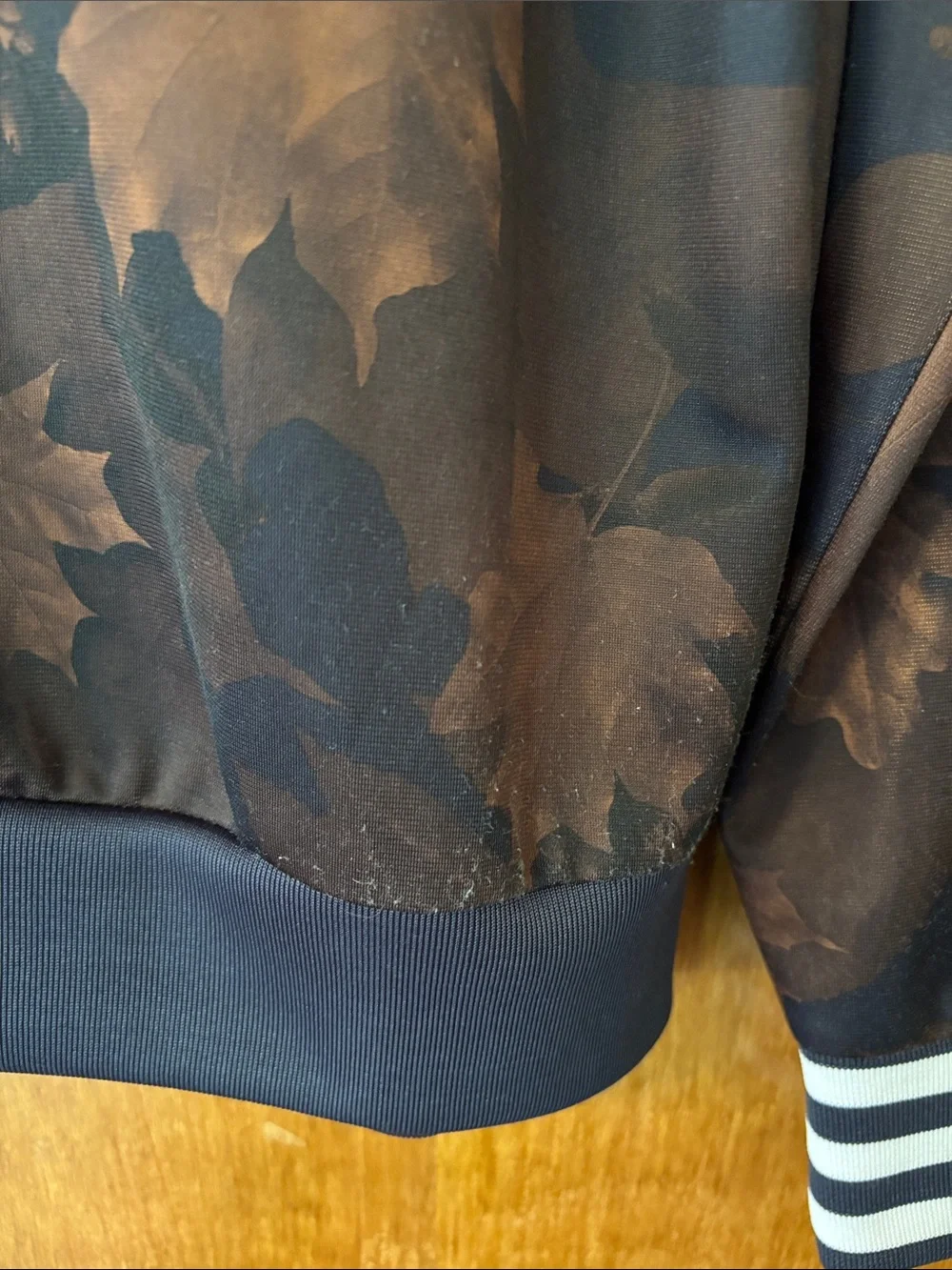 adidas Men’s Brown Leaf-Print Bomber Jacket